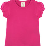 Girls' Basic Cotton T-Shirt  Short Puff Sleeve Crewneck / 11-12 Years LILAX