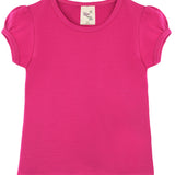 Girls' Basic Cotton T-Shirt  Short Puff Sleeve Crewneck / 11-12 Years LILAX