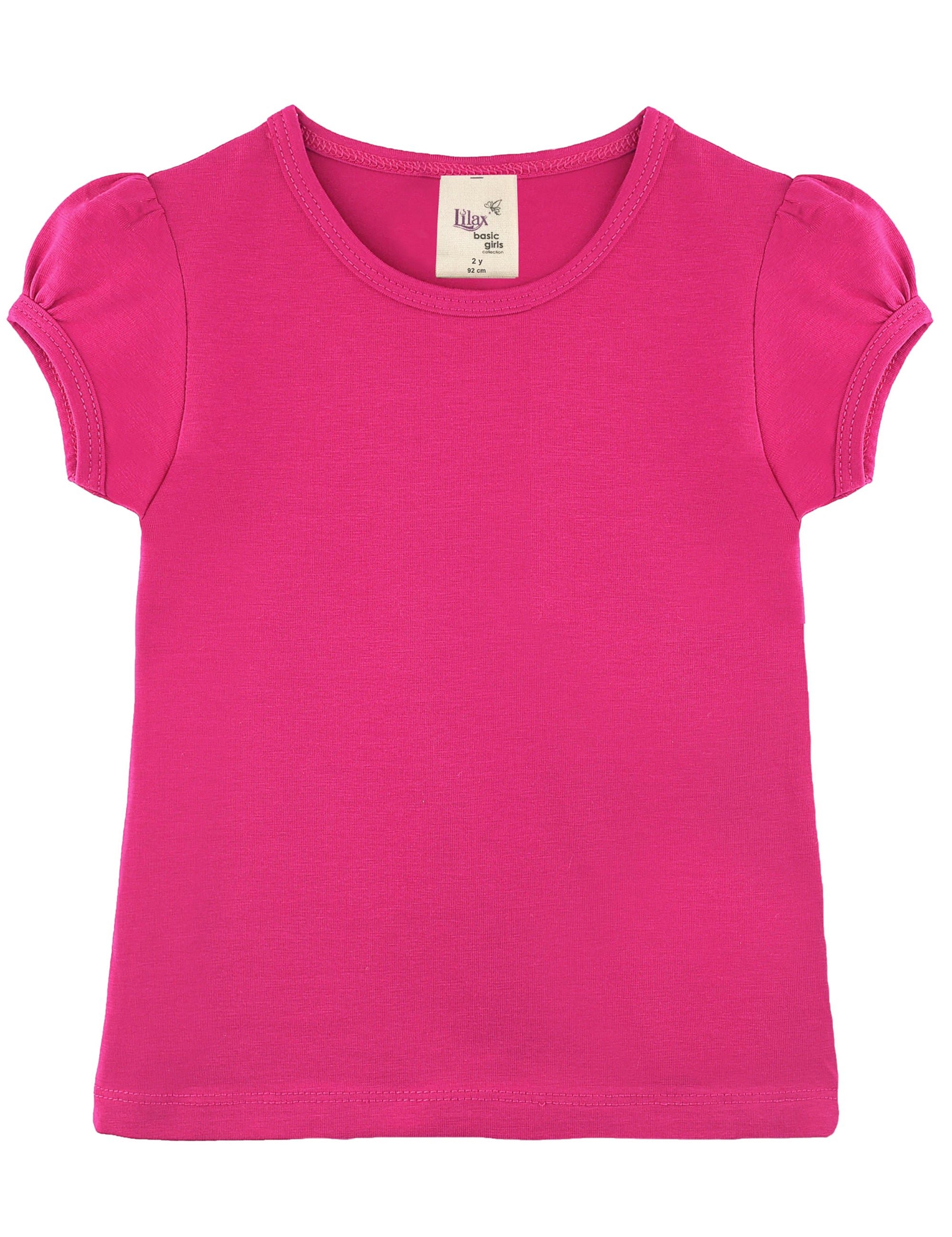 Girls cotton basic solid crewneck puff sleeve t-shirt; best for baby girl clothes & christmas gift ideas