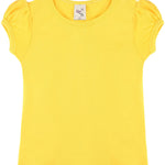 Girls' Basic Cotton T-Shirt  Short Puff Sleeve Crewneck / 11-12 Years LILAX