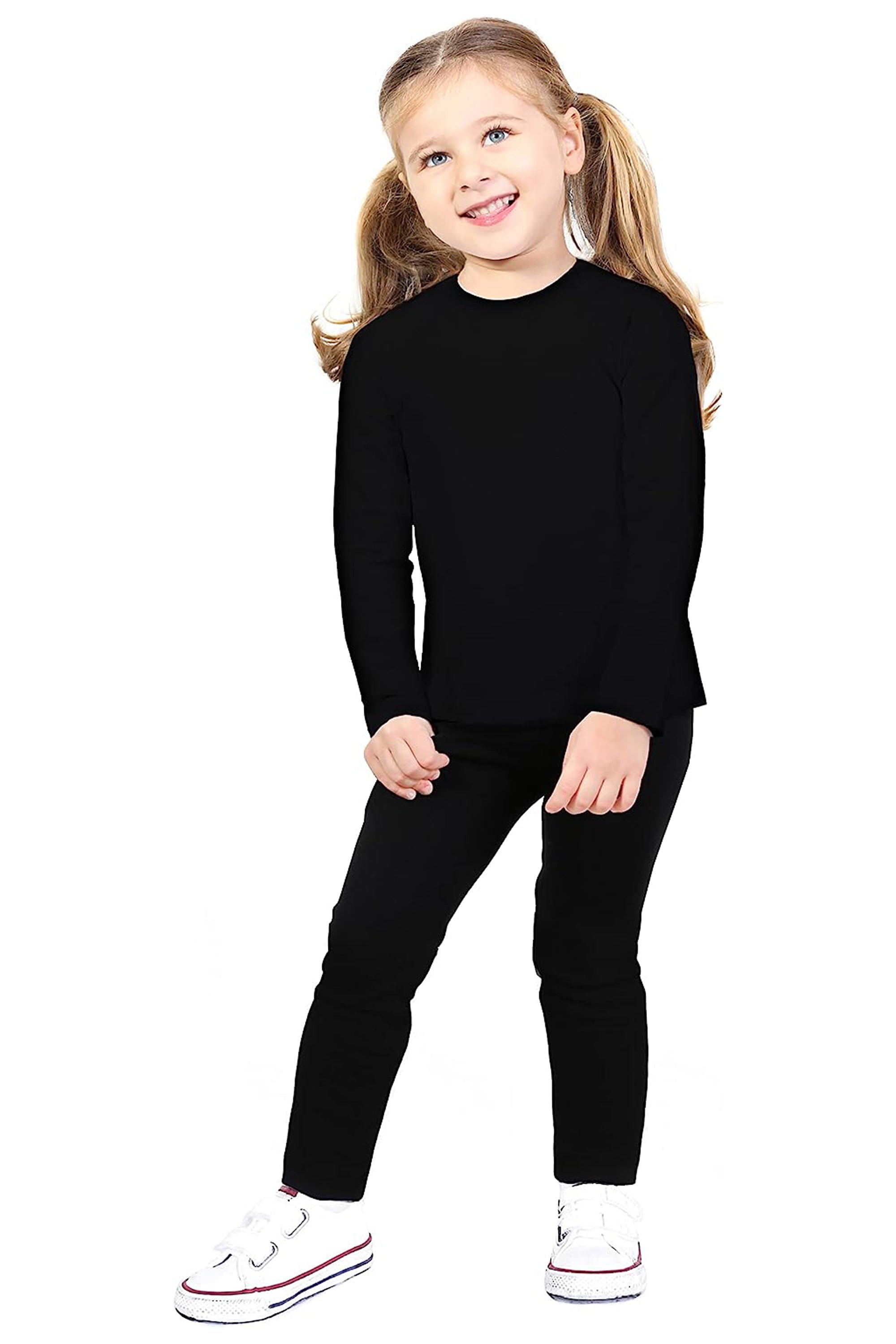 Girls cotton solid basic crewneck t-shirt and leggings set; perfect for baby girl clothes & christmas gift ideas