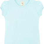 Girls' Basic Cotton T-Shirt  Short Puff Sleeve Crewneck / 11-12 Years LILAX