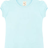 Girls' Basic Cotton T-Shirt  Short Puff Sleeve Crewneck / 11-12 Years LILAX