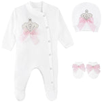 Jeweled Crown Layette Gift Set for Baby Girls: 3 Pieces LILAX