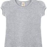 Girls' Basic Cotton T-Shirt  Short Puff Sleeve Crewneck / 11-12 Years LILAX