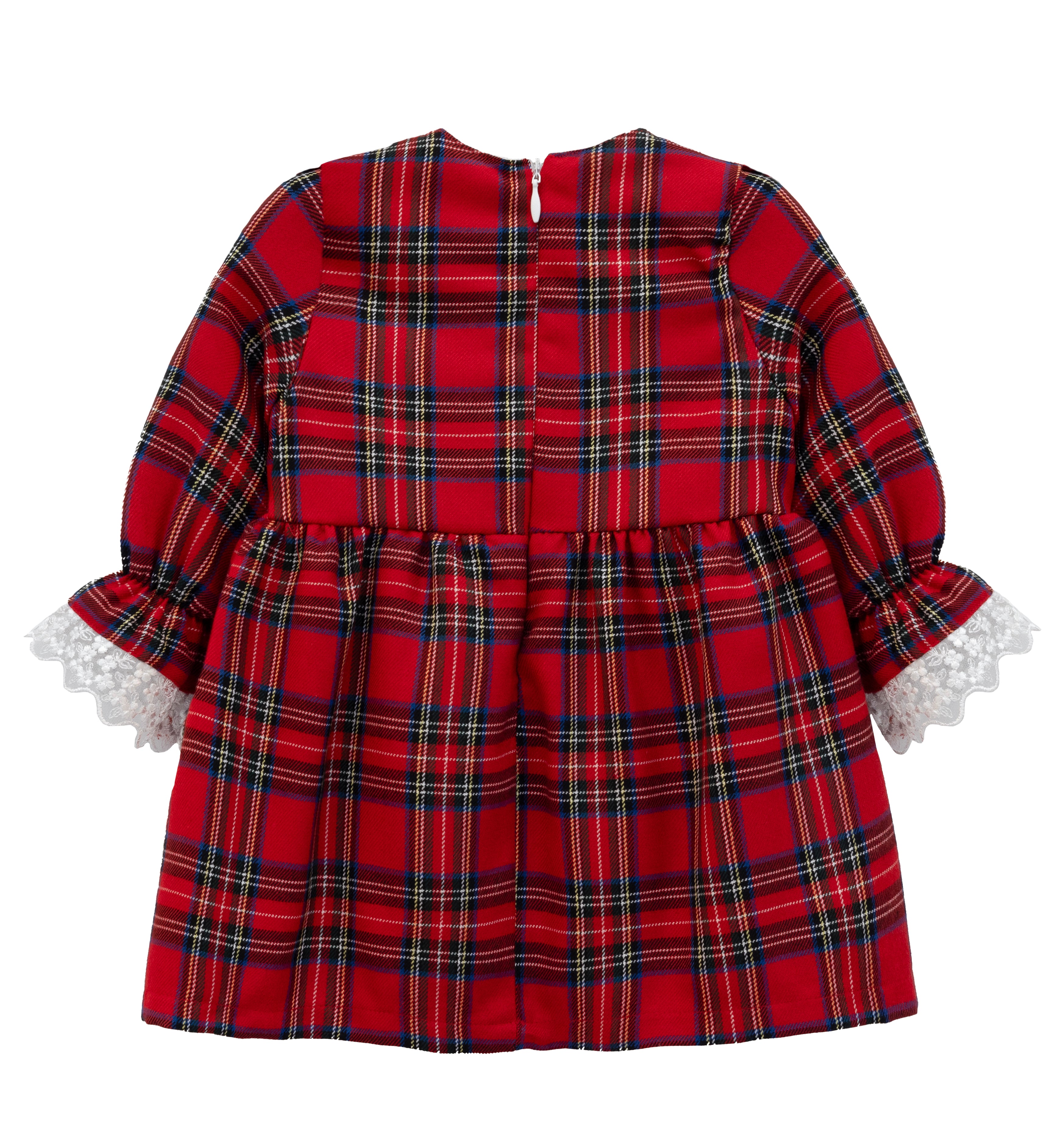 Plaid cotton baby girl clothes with ruffle and lace details and bows; perfect girls Christmas dress & Christmas gift ideas  