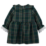 Plaid cotton baby girl clothes with ruffle and lace details and bows; perfect girls Christmas dress & Christmas gift ideas  