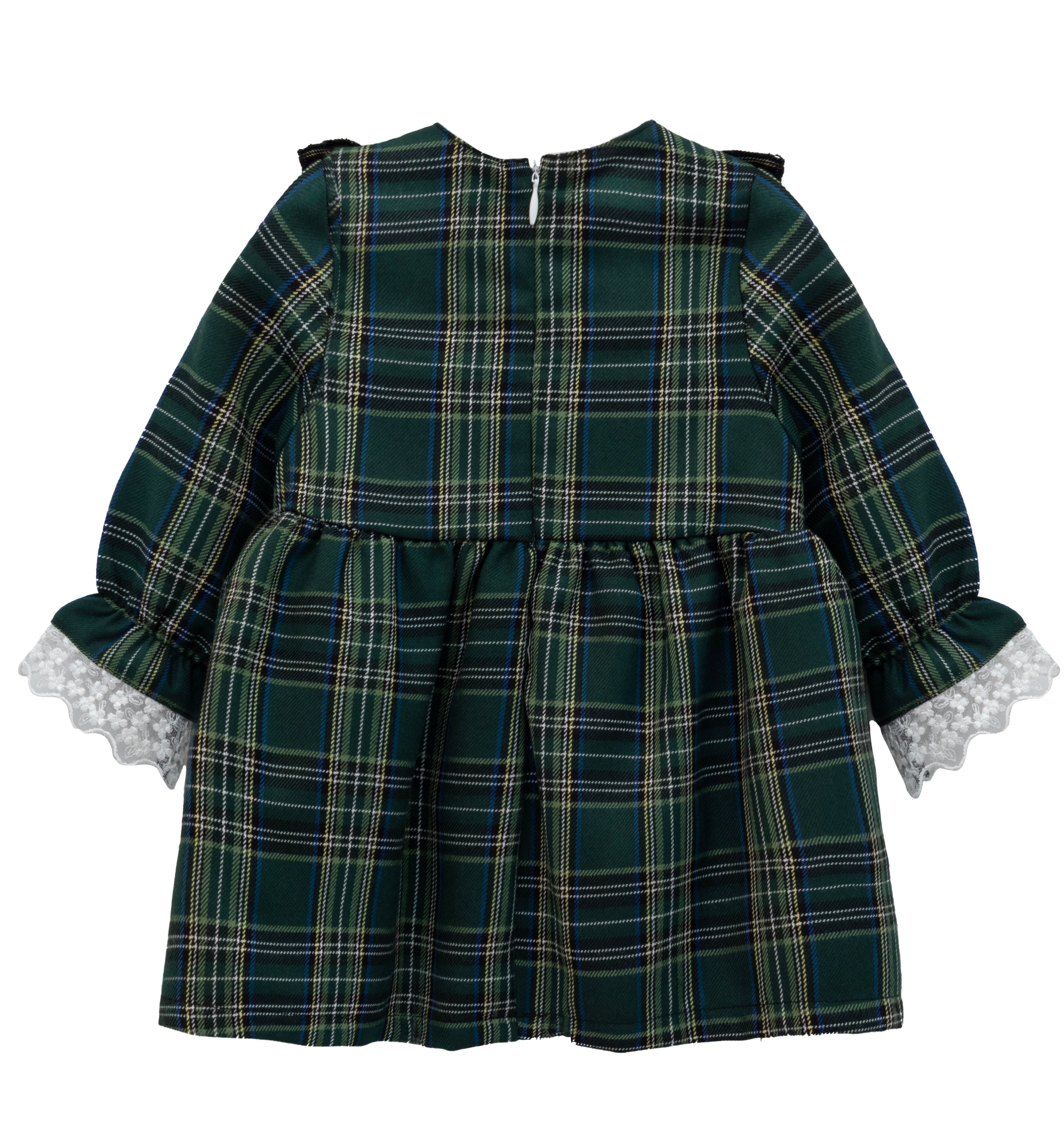 Plaid cotton baby girl clothes with ruffle and lace details and bows; perfect girls Christmas dress & Christmas gift ideas  