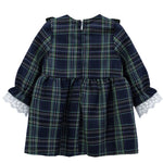 Plaid cotton baby girl clothes with ruffle and lace details and bows; perfect girls Christmas dress & Christmas gift ideas  