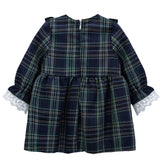 Plaid cotton baby girl clothes with ruffle and lace details and bows; perfect girls Christmas dress & Christmas gift ideas  