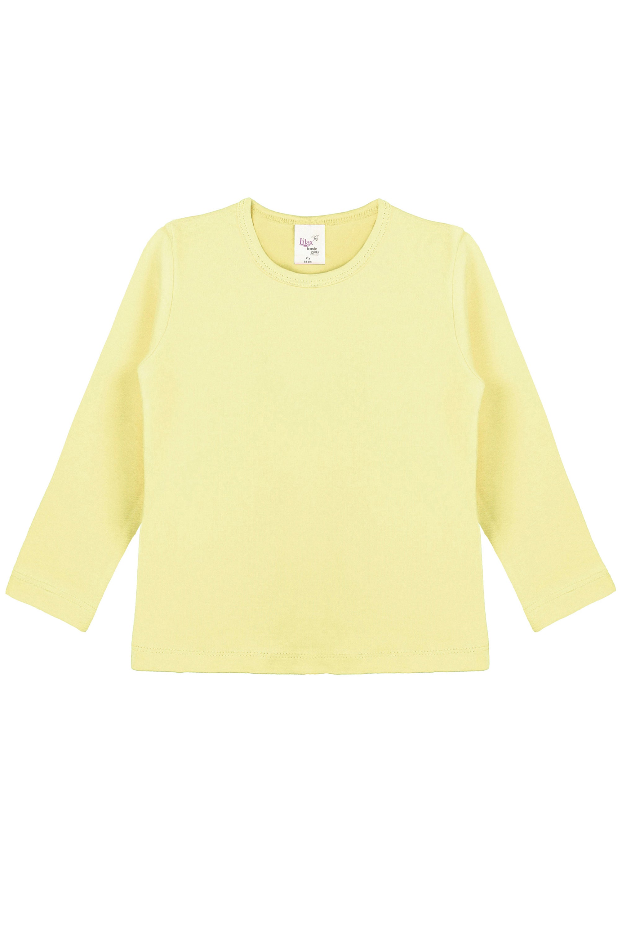 Girls' Basic Crewneck Long Sleeve Cotton T-Shirt