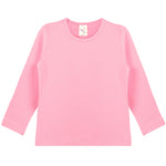 Girls' Basic Crewneck Long Sleeve Cotton T-Shirt