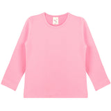 Girls' Basic Crewneck Long Sleeve Cotton T-Shirt