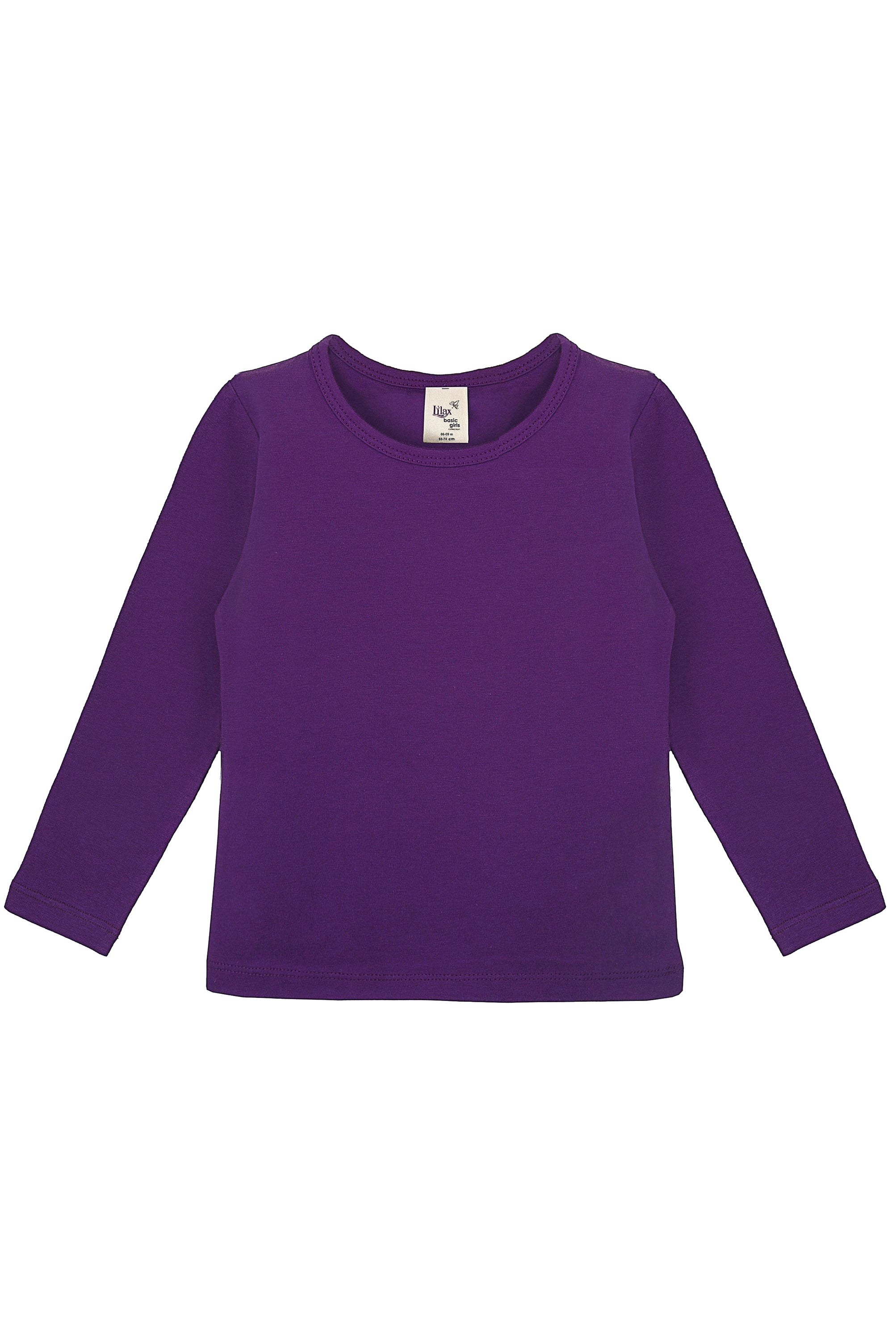 Girls' Basic Crewneck Long Sleeve Cotton T-Shirt / Toddler LILAX