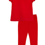 Basic Short Puff Sleeve Cotton T-Shirt and Leggings Set lilax