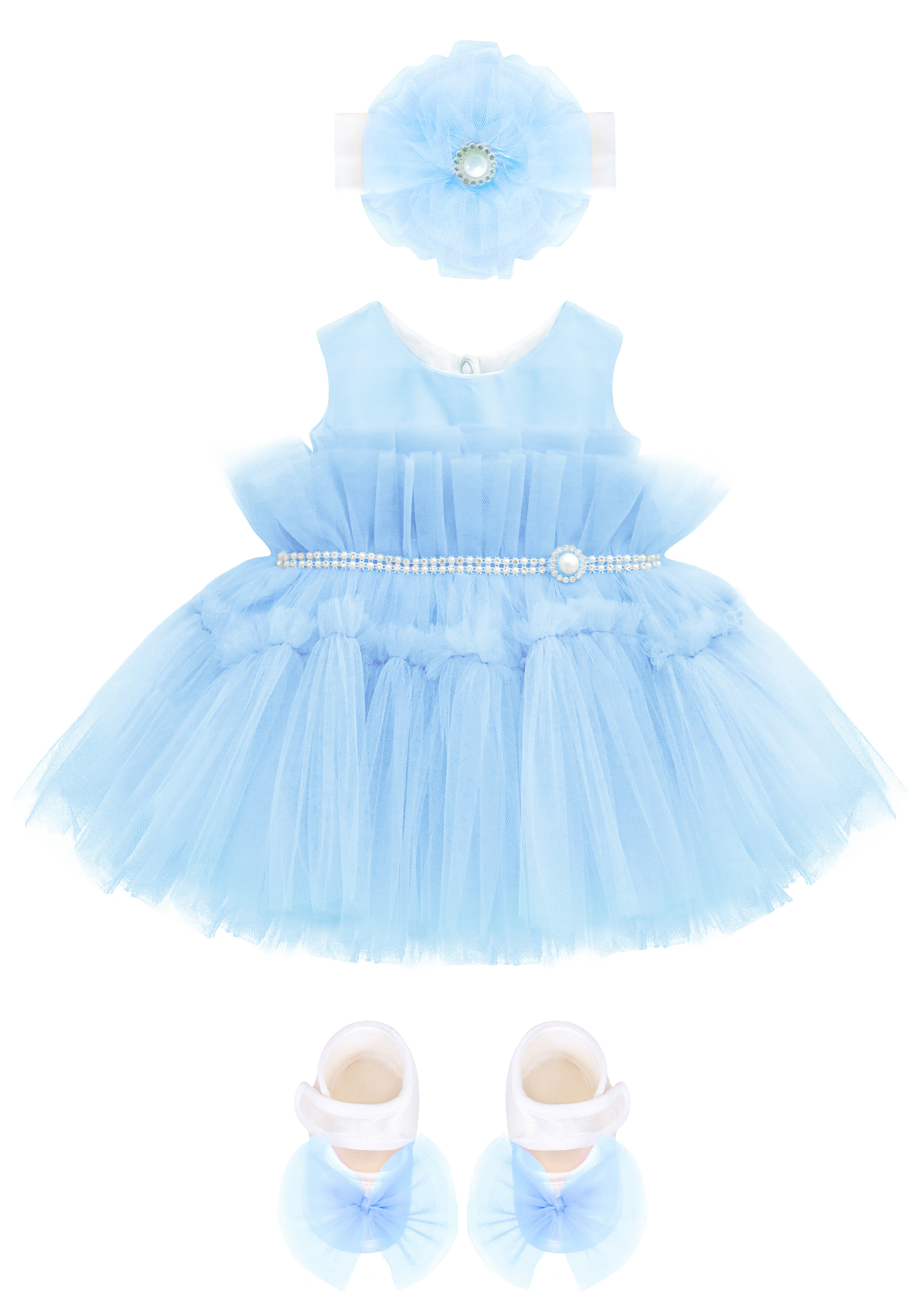 Enchanting Tulle Princess Tutu Bridal Ensemble with Coordinating Shoes and Headband LILAX