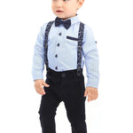 Boys cotton suit with shirt, pants and suspender set; perfect for baby boy clothes & christmas gift ideas  