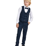 Boys 4-Piece Slim Fit Textured Suit Set With Notched Lapels