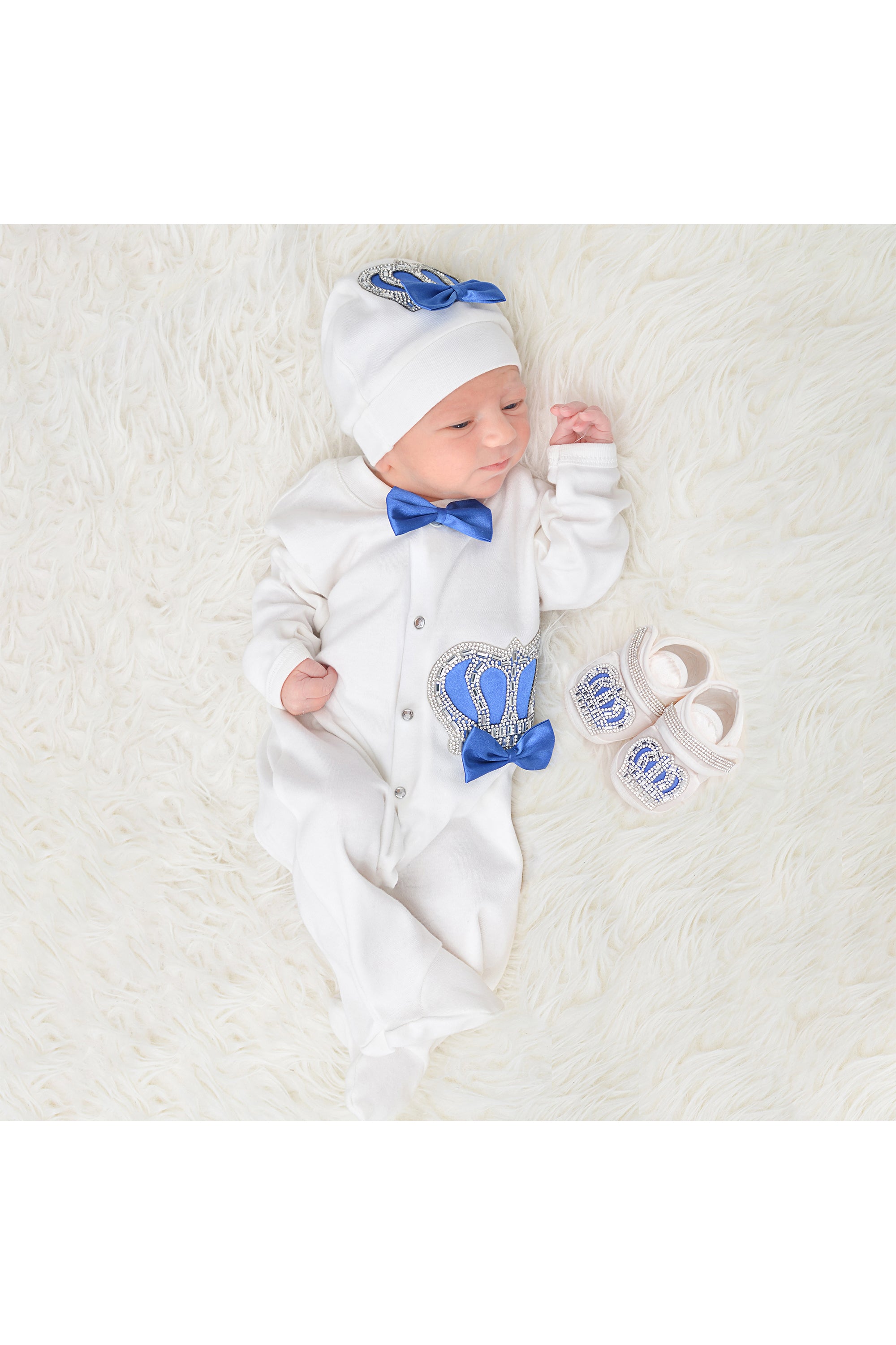 Gift Set for Newborn Baby Boy with Crown Jewels Layette 4 Piece LILAX