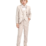 Boys 5-Piece Slim Fit Textured Formal Suit Set