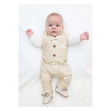 Baby Boy's Gentelman Outfit - Bodysuit Shirt, Vest, Comfy Pants 3-Piece Suit Set