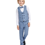 Boys 4-Piece Slim Fit Textured Suit Set With Notched Lapels