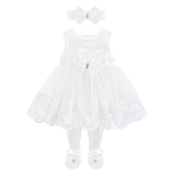 Deluxe 6-Piece Set for Newborn Baby Girl Embroidered Princess Dress Gown in Size 0-3 Months