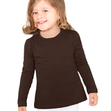 Toddler Cotton Long Sleeve Basic Crewneck T-Shirt