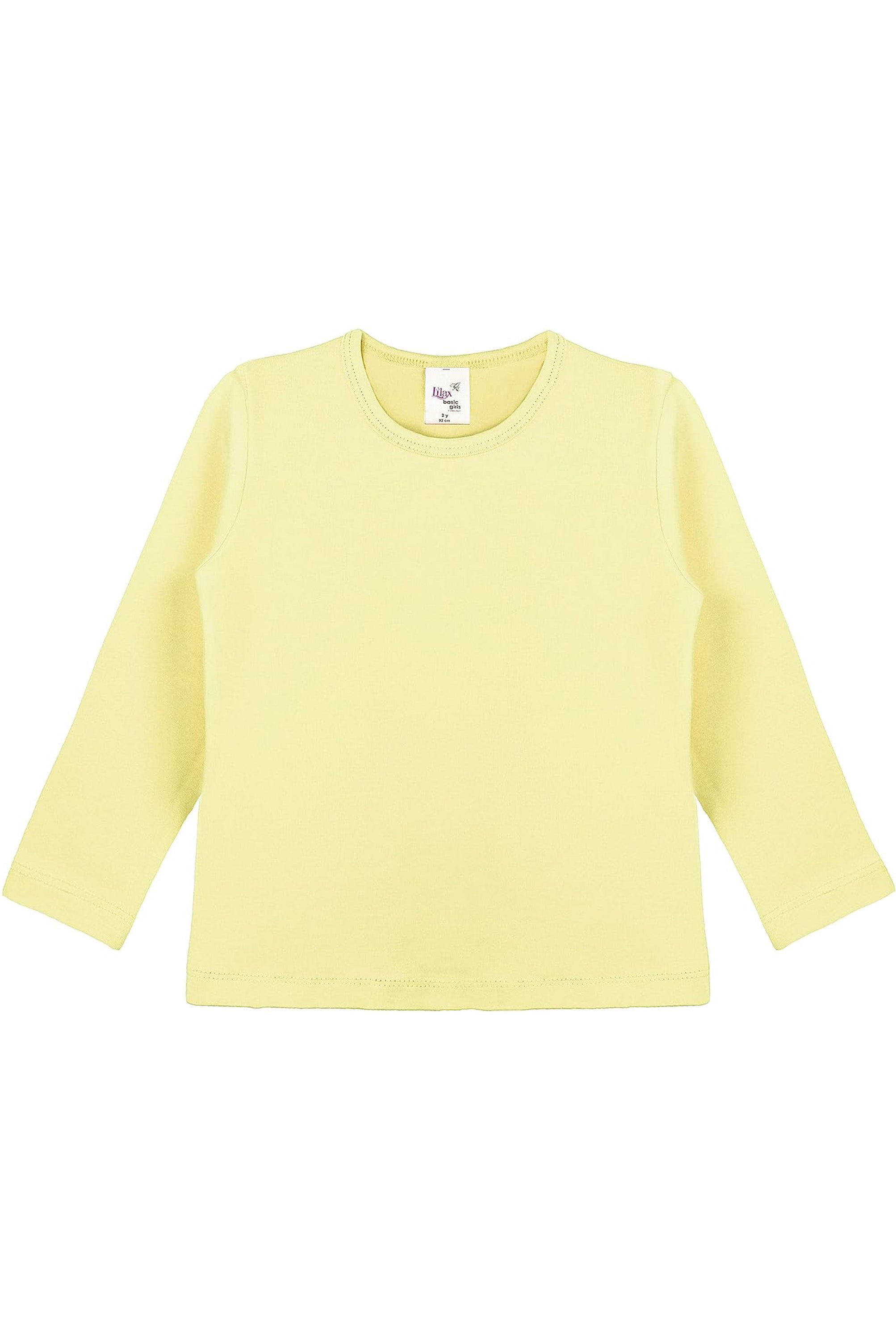 Girls' Basic Crewneck Long Sleeve Cotton T-Shirt / 11-12 Years LILAX