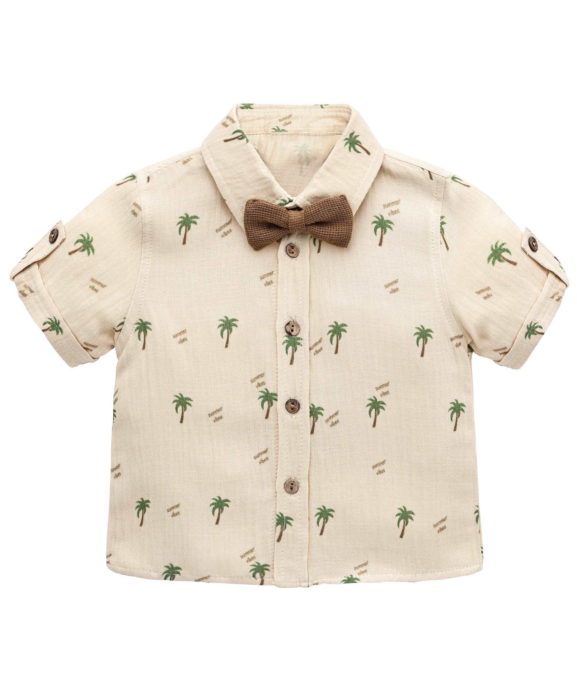 Baby boy shirt & short set with palm tree prints; for baby boy clothes & christmas gift ideas 