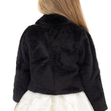 Girls Faux Fur Shrug Jacket Tied Ribbon Cozy Bolero