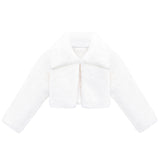 Girls Faux Fur Shrug Jacket Tied Ribbon Cozy Bolero