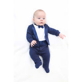 Baby Boy Footie Tuxedo Outfit with Bow Tie for Christmas Holidays - The Perfect Gentleman Look