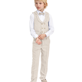 Boys 4-Piece Slim Fit Textured Suit Set With Notched Lapels