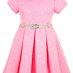 Little Girls' Occasion Dress with Shimmer Belt Flocked LILAX