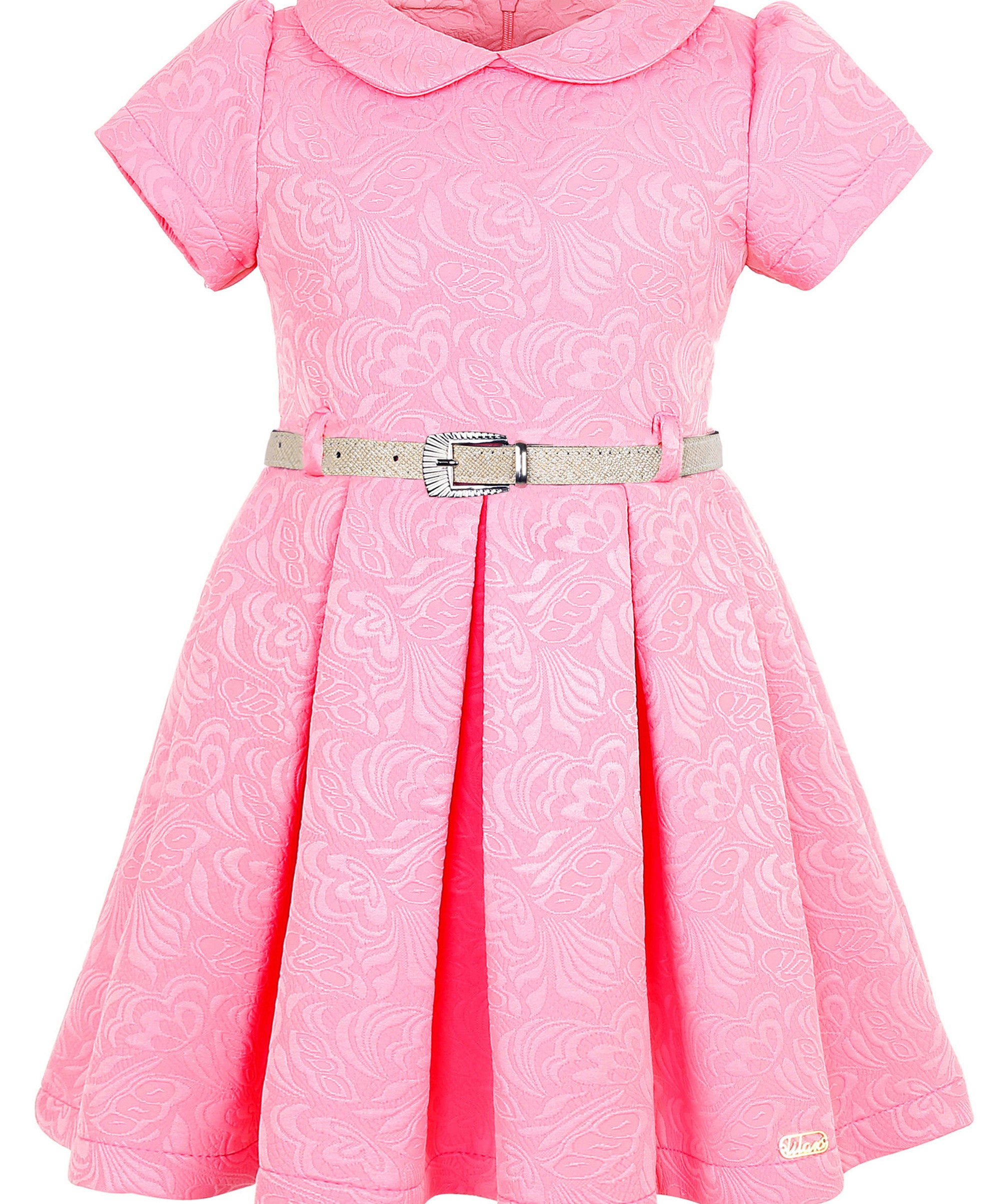 Girls collared short sleeve dress with belt; perfect for christmas gift ideas