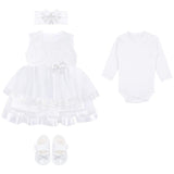 Baby Girls Wedding Party Dress Princess Tulle Gown 4 Piece Newborn Set