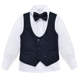 Toddler & Youth Boys 4 Piece Formal Suit Set V-Neck Vest White Dress Shirt Dress Pants and Bowtie