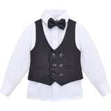 Boys 4 piece tuxedo suit with shirt, pants, vest and bow tie; perfect for baby boy clothes & christmas gift ideas  