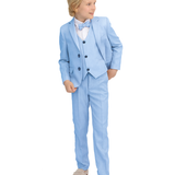 Boys 5-Piece Slim Fit Textured Formal Suit Set