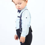 Boys cotton suit with shirt, pants and suspender set; perfect for baby boy clothes & christmas gift ideas  