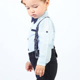 Boys cotton suit with shirt, pants and suspender set; perfect for baby boy clothes & christmas gift ideas  