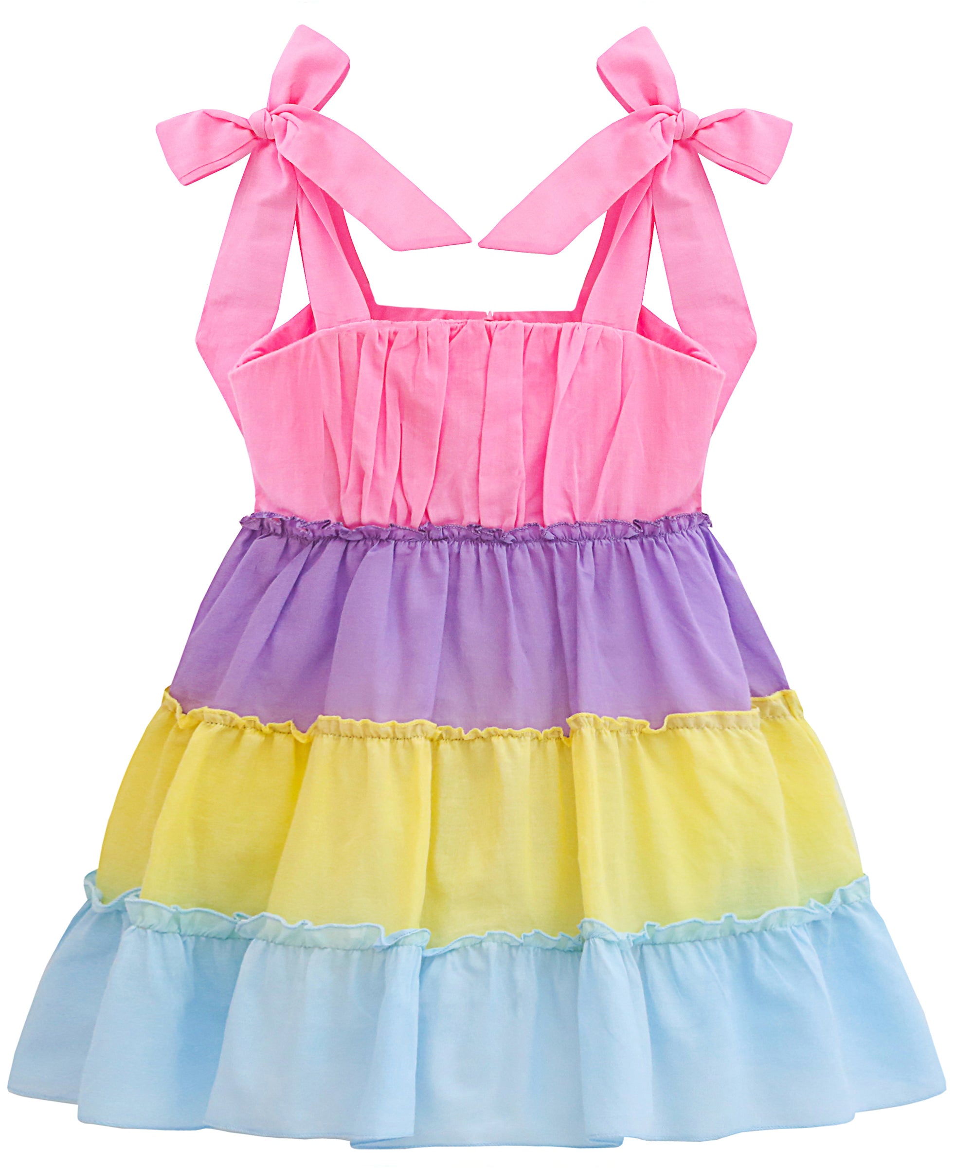 Baby girls layered cotton short sleeve with bow straps dress; perfect for baby girl clothes & christmas gift ideas  