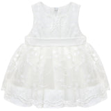 Baby Girls' Floral Embroidered Tulle Dress, Baptism & Christening White Tutu Gown