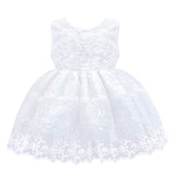 Lilax Baby Girls' Lace Floral Embroidered Dress with Matching Shoes and Headband, 0-6 Months Christening Baptism Dress