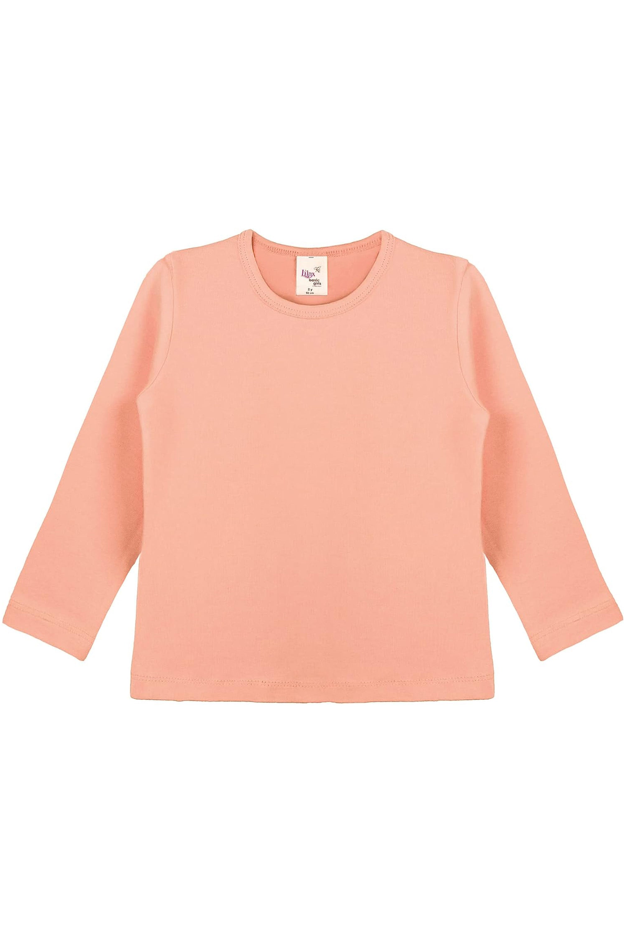 Girls' Basic Crewneck Long Sleeve Cotton T-Shirt / 11-12 Years LILAX