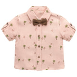 Baby & Toddler Boys' Summer Outfit - Button-Down T-Shirt, Matching Bowtie, and Short Set