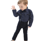 Boys Patterned Shirt & Suspender Pants Set