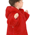 Girls puffy and cozy hooded cardigan sweater with 4 buttons; perfect for Christmas gift ideas