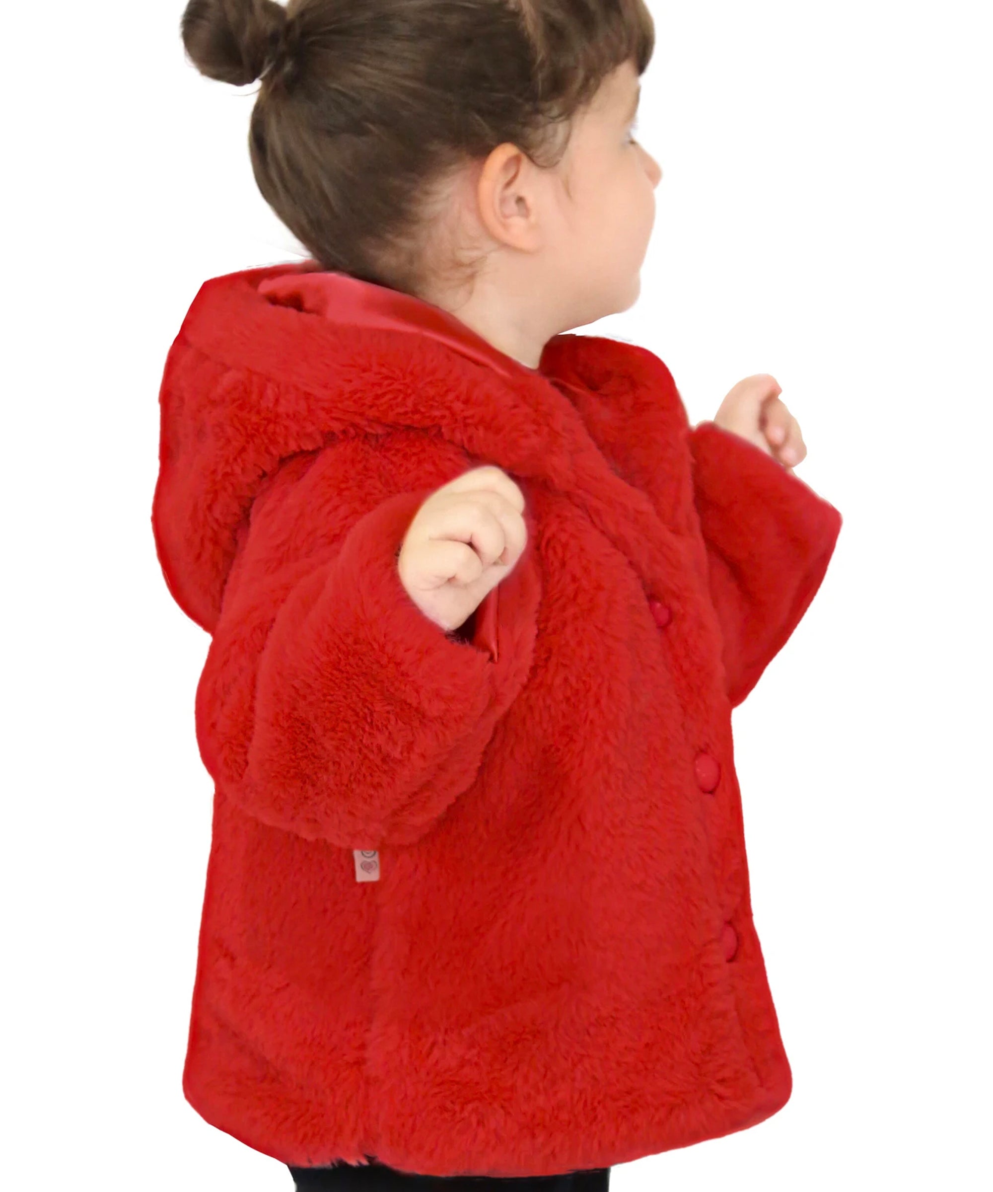 Girls puffy and cozy hooded cardigan sweater with 4 buttons; perfect for Christmas gift ideas